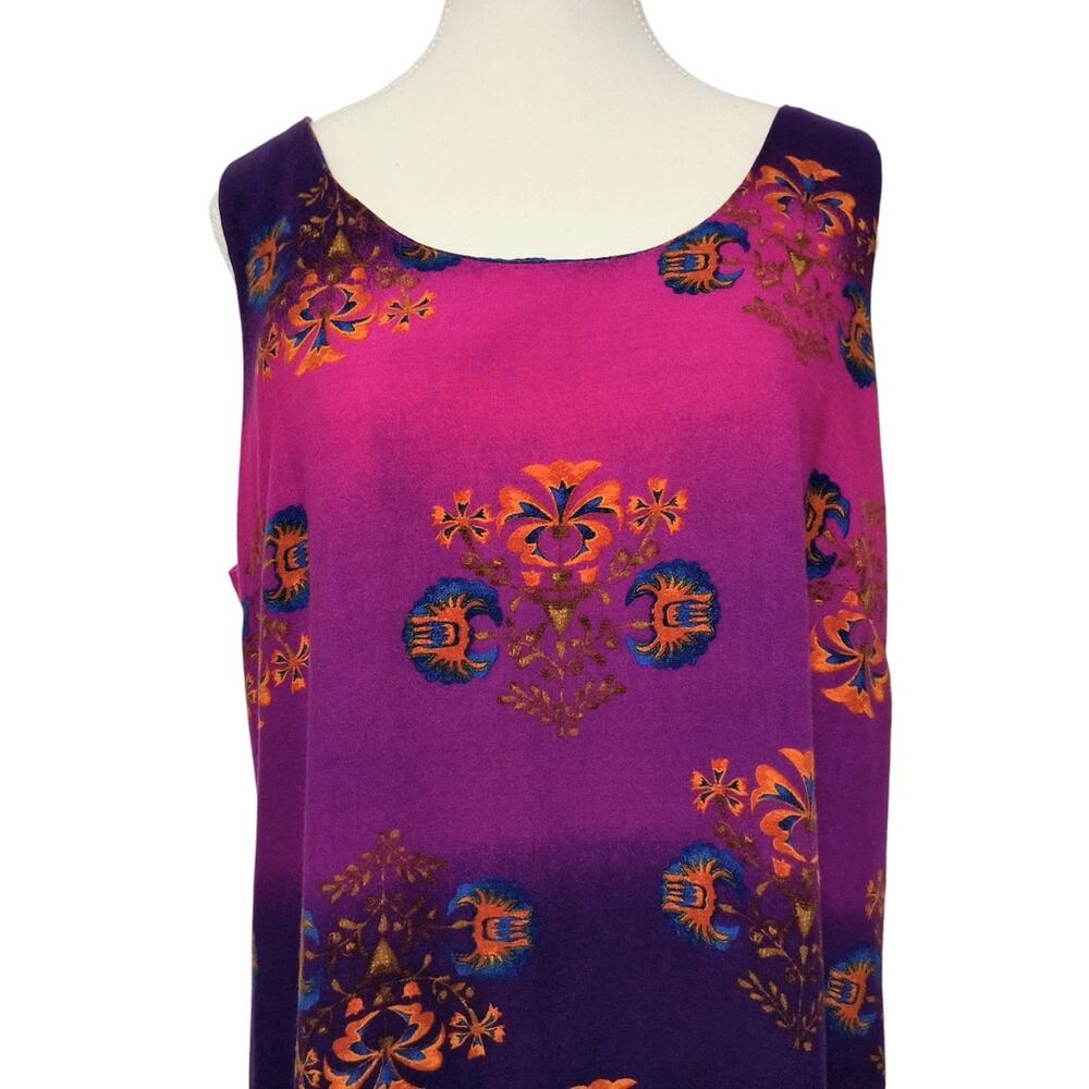 Vtg Worthington Colorful Maxi Dress Size 18 Floral Teacher Artsy Lagenlook Pink - Picture 5 of 9